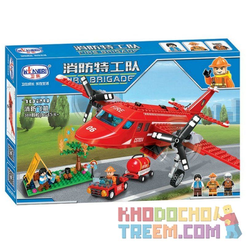 IBLOCK PL-920-128 920-128 PL920-128 Winner 7024 non  MÁY BAY CỨU HỎA bộ đồ chơi xếp lắp ráp ghép mô hình Fire Rescure FIRE BRIGADE 388 khối