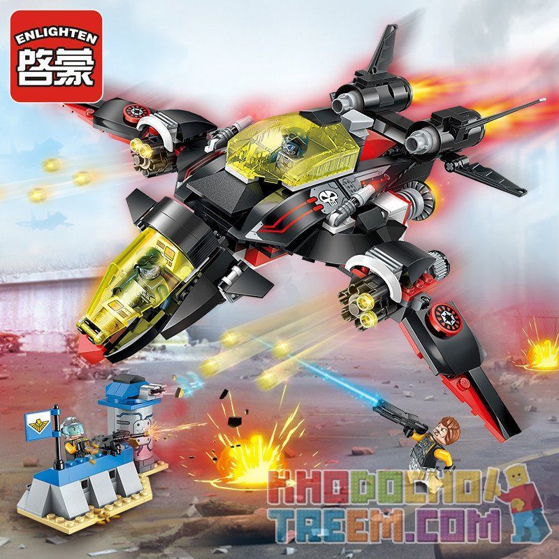 Enlighten 2716 Qman 2716 non  MÁY BAY NÉM BOM TIA CHỚP ĐEN bộ đồ chơi xếp lắp ráp ghép mô hình The High-Tech Era Kỷ Nguyên Công Nghệ Cao 381 khối