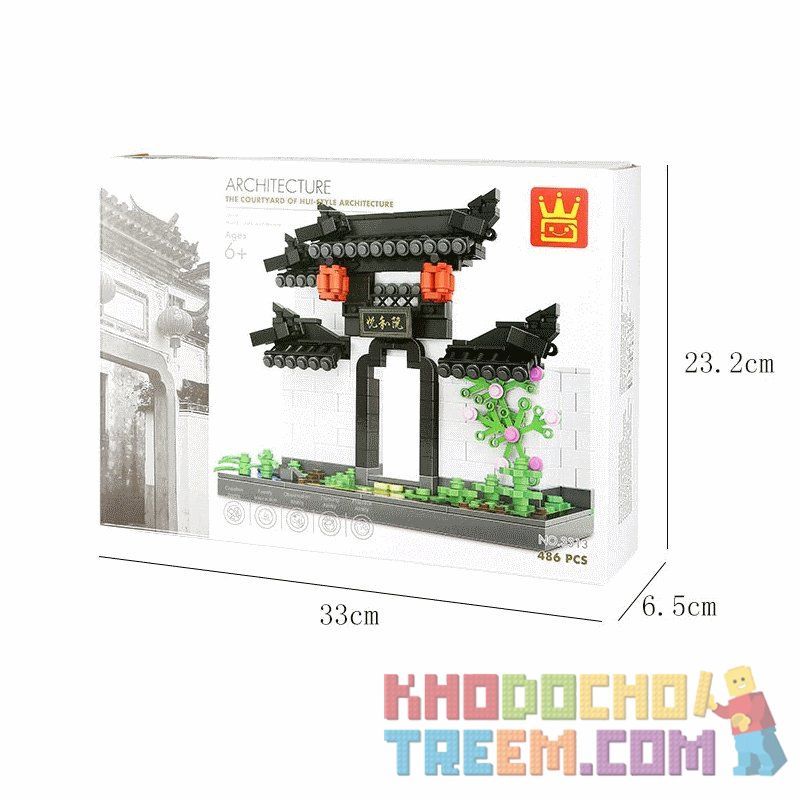 WANGE 3314 non  KIẾN TRÚC HUI PIE - VÒM bộ đồ chơi xếp lắp ráp ghép mô hình Creator THE ARCHWAY OF HUI-STYLE ARCHITECTURE Sáng Tạo 381 khối