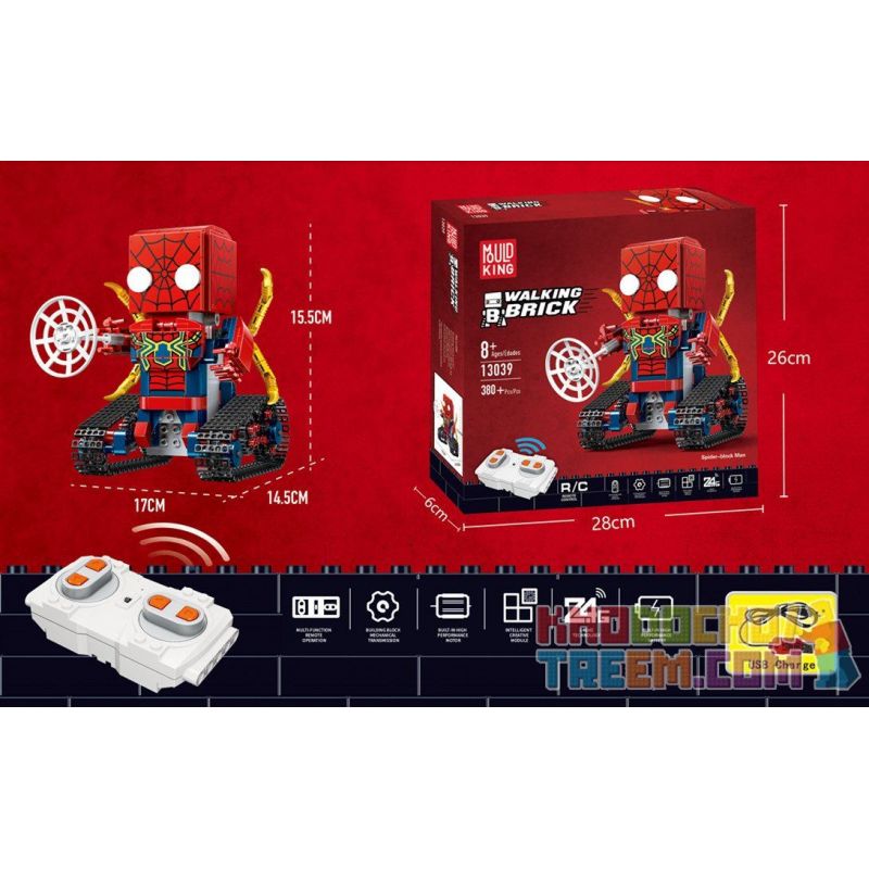 MouldKing 13039 Mould King 13039 non  NGƯỜI NHỆN ĐIỀU KHIỂN TỪ XA bộ đồ chơi xếp lắp ráp ghép mô hình Walking Brick WALKING BRICK SPIDER-BLOCK MAN Búp Bê Biết Đi 380 khối