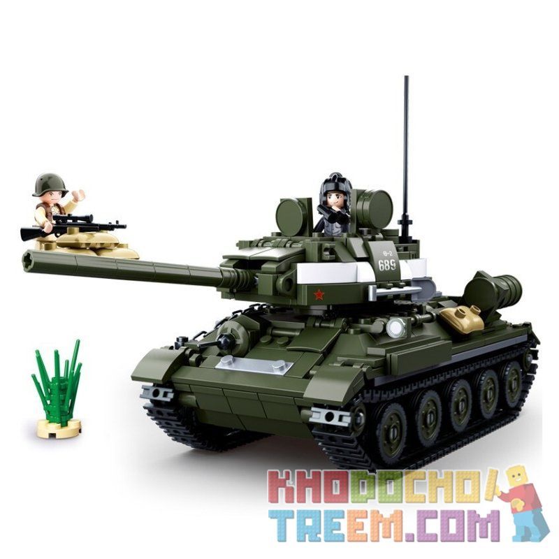 Sluban M38-B0689 Xếp hình kiểu LEGO World War II T34\85 Medium Tank Xe ...