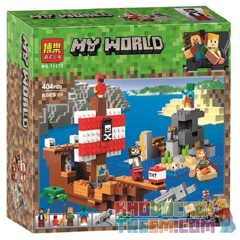 NOT Lego PIRATE SHIP 21152 Bela Lari 11170 LEPIN 18044 SHENG YUAN/SY SY1270 1270 SX 1023 XINH 5134 xếp lắp ráp ghép mô hình TÀU CƯỚP BIỂN CUỘC PHIÊU LƯU CỦA Minecraft Game Xây Dựng 386 khối