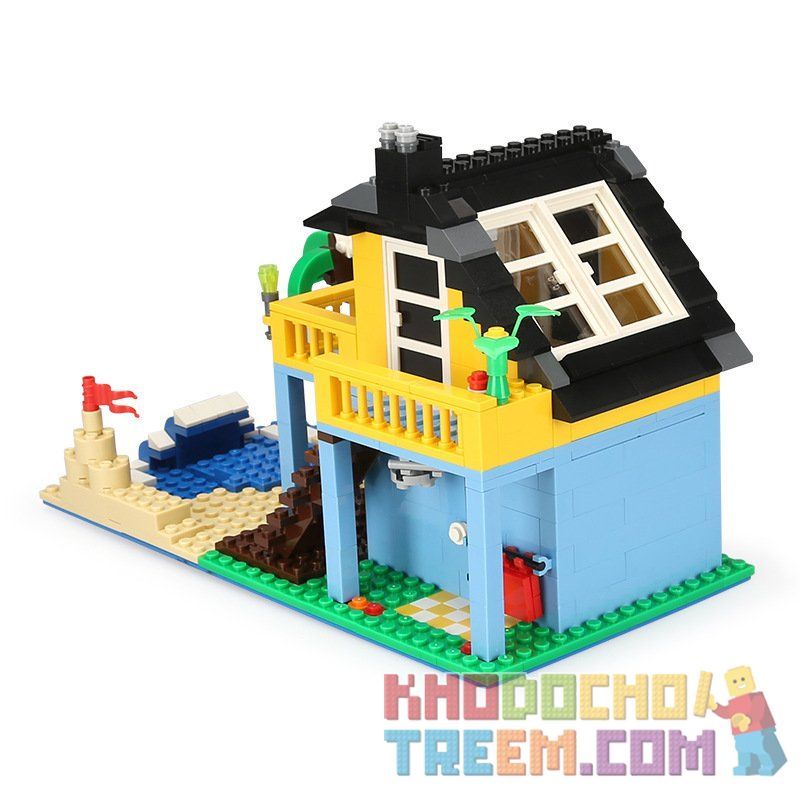 WANGE 3310 non  NHÀ NGHỈ MÁT NHÌN RA BIỂN bộ đồ chơi xếp lắp ráp ghép mô hình City SEAVIEW HOLIDAY HOME Thành Phố 386 khối