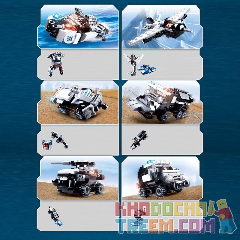 SLUBAN M38-B0635 B0635 0635 M38B0635 38-B0635 non  SWAT GOD OF WAR 6 TRONG 1 bộ đồ chơi xếp lắp ráp ghép mô hình Transformers Robot Đại Chiến Người Máy Biến Hình 384 khối