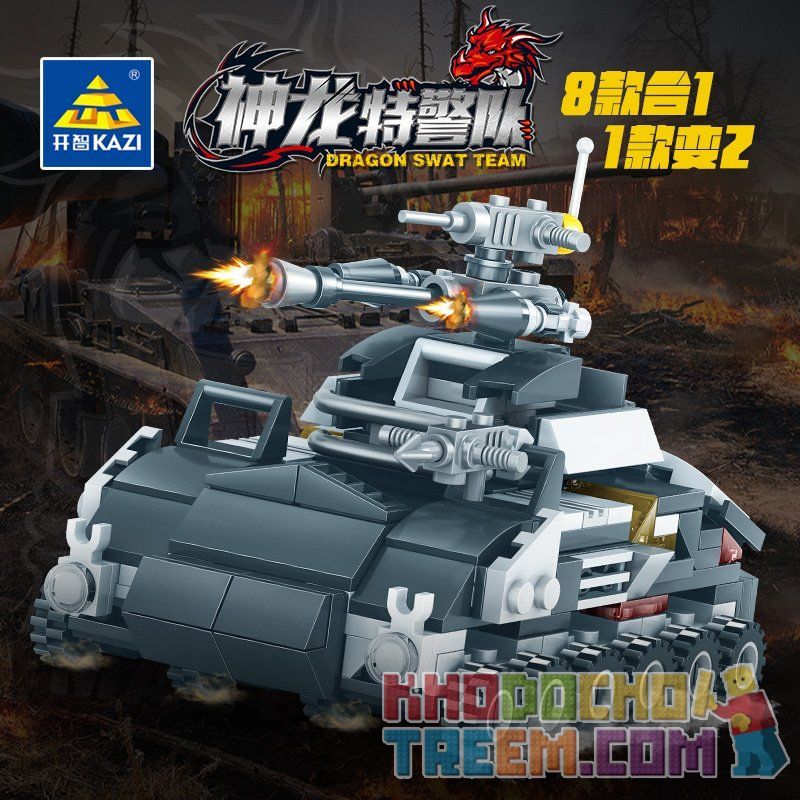 Kazi KY82027 82027 non  XE CHIẾN ĐẤU BỌC THÉP HẠNG NHẸ LỘI NƯỚC KIỂU 90 bộ đồ chơi xếp lắp ráp ghép mô hình Dragon Swat Team Đội Cảnh Sát Rồng 385 khối