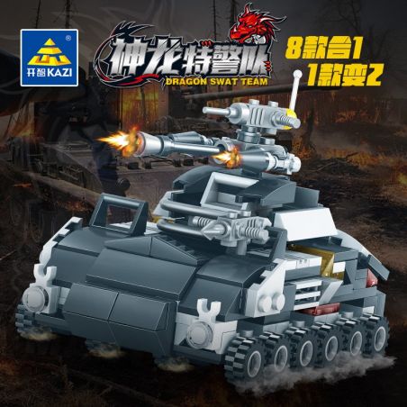Kazi KY82027 82027 non  XE CHIẾN ĐẤU BỌC THÉP HẠNG NHẸ LỘI NƯỚC KIỂU 90 bộ đồ chơi xếp lắp ráp ghép mô hình Dragon Swat Team Đội Cảnh Sát Rồng 385 khối