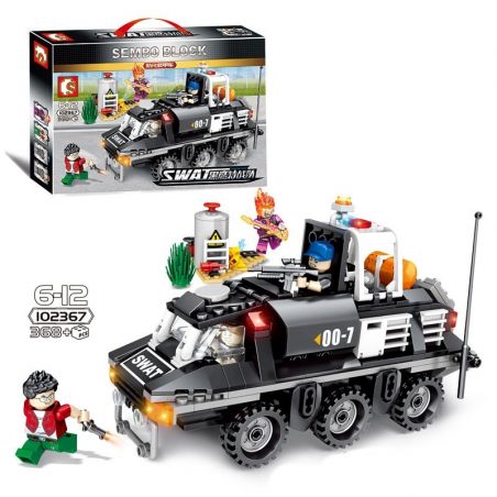 SEMBO 102367 non  XE BỌC THÉP HÓA HỌC bộ đồ chơi xếp lắp ráp ghép mô hình Swat Special Force Đặc Nhiệm 368 khối