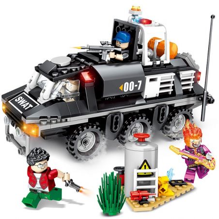 SEMBO 102367 non  XE BỌC THÉP HÓA HỌC bộ đồ chơi xếp lắp ráp ghép mô hình Swat Special Force Đặc Nhiệm 368 khối