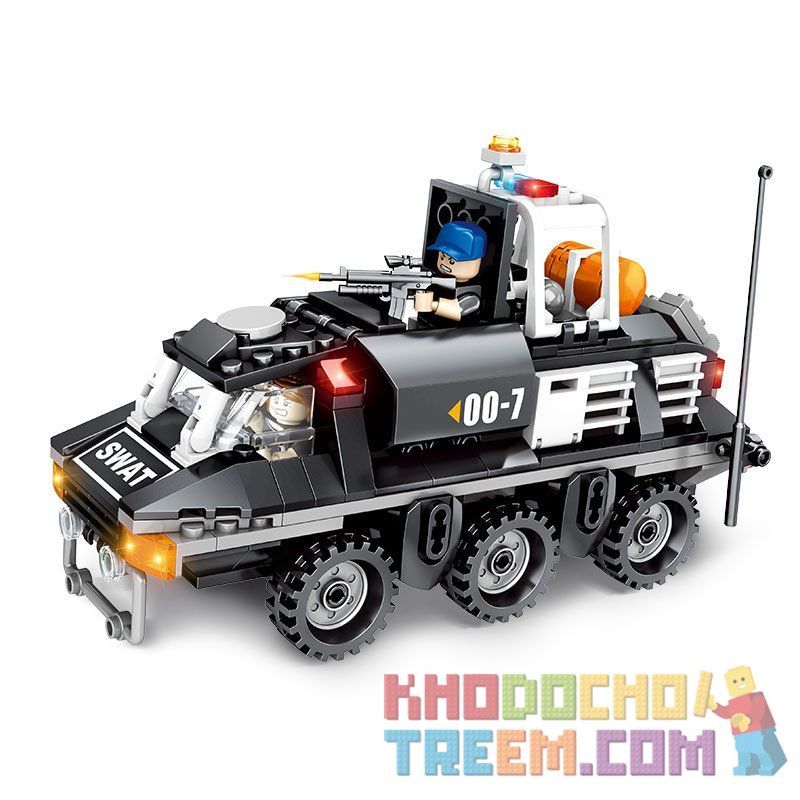 SEMBO 102367 non  XE BỌC THÉP HÓA HỌC bộ đồ chơi xếp lắp ráp ghép mô hình Swat Special Force Đặc Nhiệm 368 khối