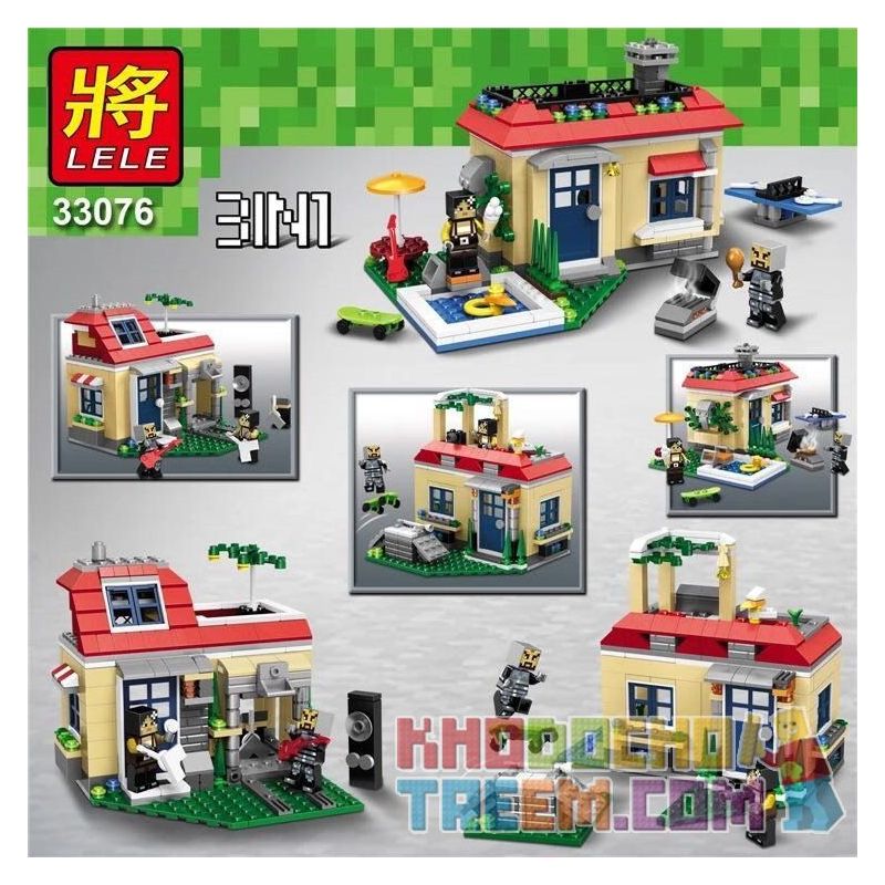 LELE 33076 Xếp hình kiểu Lego MINECRAFT MY WORLD Modern Detached Villa 3IN1 Biệt Thự 1 Gia đình Hiện đại 3IN1 368 khối