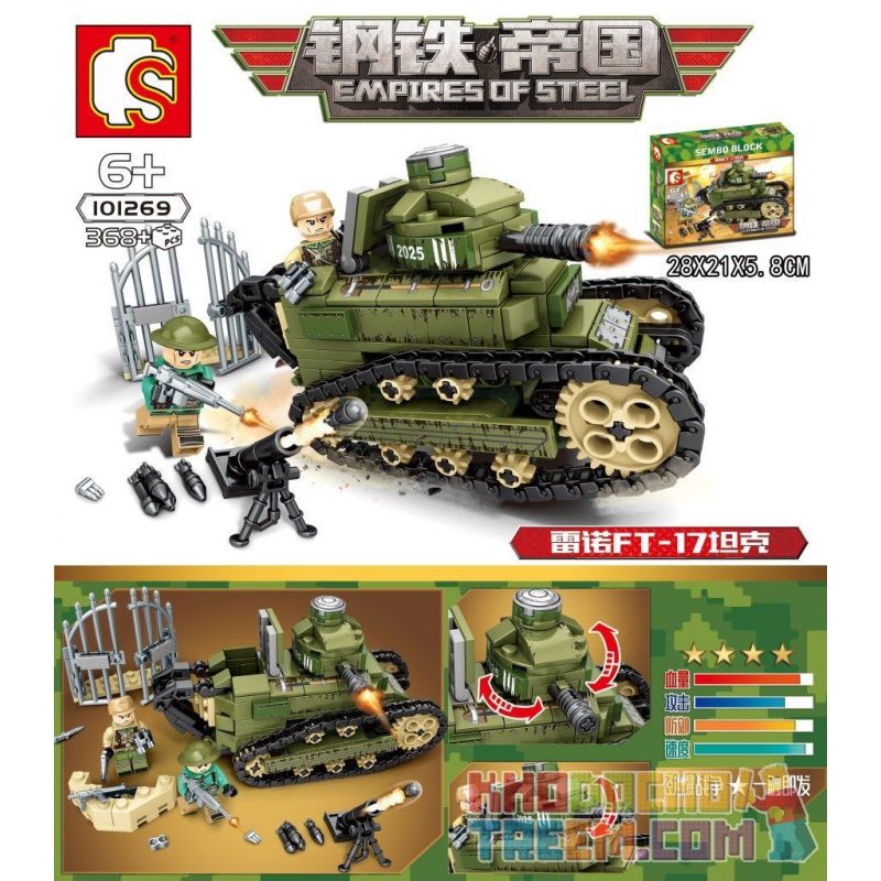 SEMBO 101269 non  XE TĂNG CHIẾN ĐẤU bộ đồ chơi xếp lắp ráp ghép mô hình Empires Of Steel Đế Chế Thép 368 khối