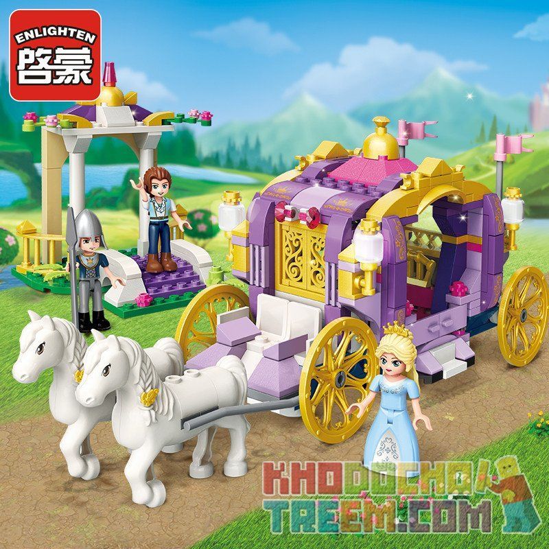 Enlighten 2605 Qman 2605 non  VIOLET ROYAL CAR. bộ đồ chơi xếp lắp ráp ghép mô hình Prinecess Leah PRINECESS LEAH VIOLET CARRIAGE Công Chúa Leah 358 khối
