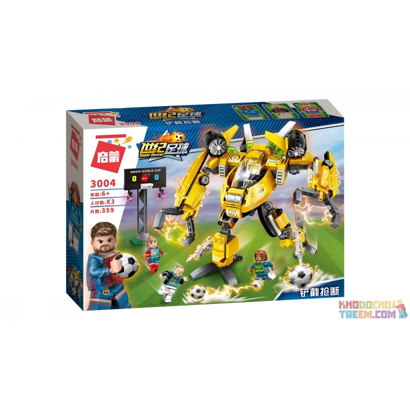 Enlighten 3004 Qman 3004 non  NGƯỜI MÁY BIẾN HÌNH ĐÁ BÓNG bộ đồ chơi xếp lắp ráp ghép mô hình Transformers SUPER SOCCER Robot Đại Chiến Người Máy Biến Hình 357 khối