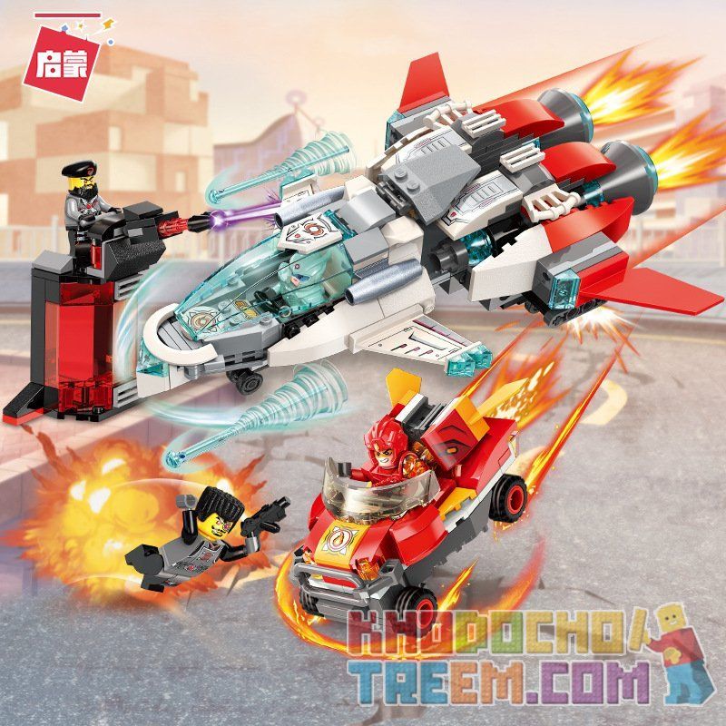 Enlighten 3403 Qman 3403 non  Ô TÔ VÀ MÁY BAY PHẢN LỰC bộ đồ chơi xếp lắp ráp ghép mô hình Power Squad Biệt Đội Siêu Đẳng 356 khối