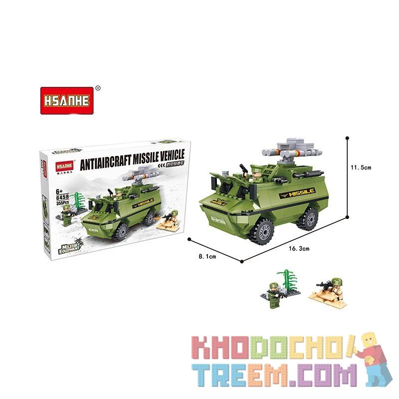 HSANHE 6458 Xếp hình kiểu  CLASSIC Anti-Aircraft Missile Vehicle Phương Tiện Tên Lửa Phòng Không 355 khối