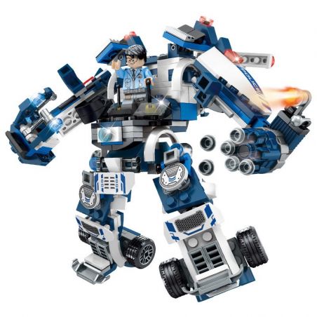 SEMBO SD9546 9546 non  MÁY BAY CHIẾN ĐẤU THEO DÕI TIA CHỚP MECH TẤN CÔNG THÔNG MINH XE CẢNH SÁT TUẦN TRA NHANH 3 THAY ĐỔI bộ đồ chơi xếp lắp ráp ghép mô hình Future Police Cảnh Sát Tương Lai 354 khối