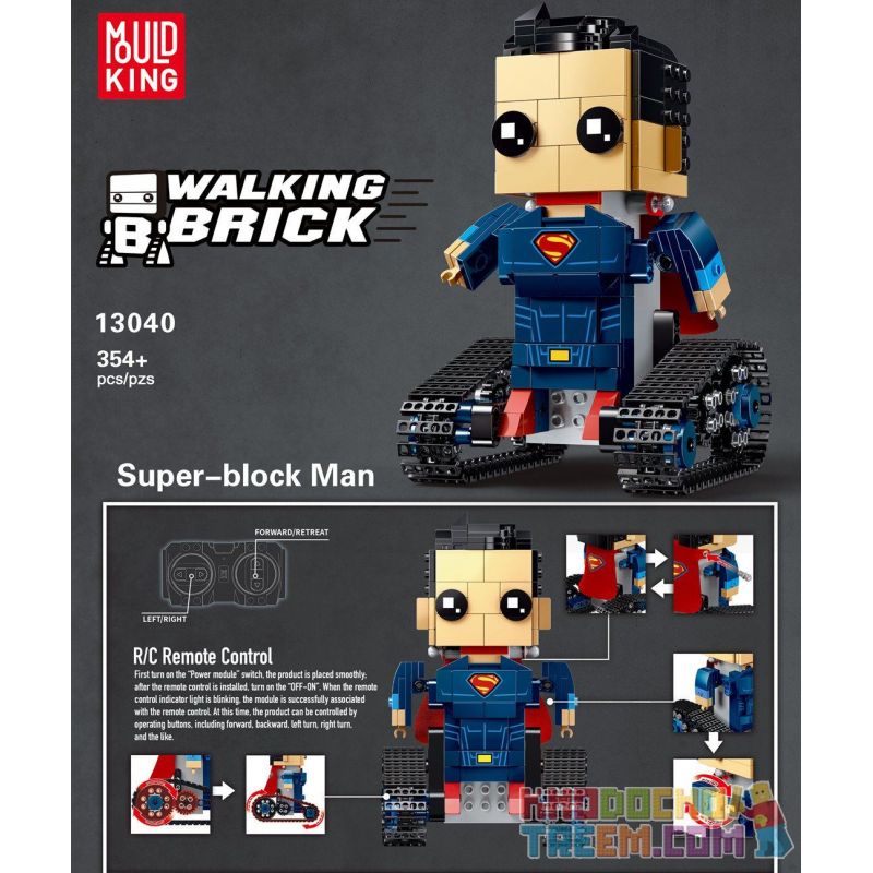 MouldKing 13040 Mould King 13040 non  SIÊU NHÂN ĐẦU VUÔNG bộ đồ chơi xếp lắp ráp ghép mô hình Walking Brick WALKING BRICK SUPER-BLOCK MAN Búp Bê Biết Đi 354 khối