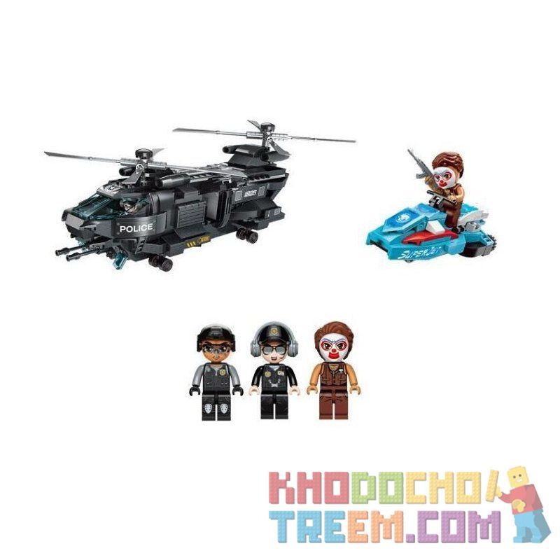 Enlighten 1928 Qman 1928 non  MÁY BAY TRỰC THĂNG CHIẾN ĐẤU bộ đồ chơi xếp lắp ráp ghép mô hình Police BATTLE FORCE Cảnh Sát 473 khối