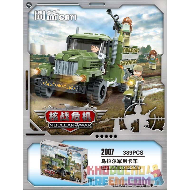 CAYI 2007 non  XE TẢI QUÂN SỰ URAL bộ đồ chơi xếp lắp ráp ghép mô hình Nuclear War Chiến Tranh Hạt Nhân 389 khối