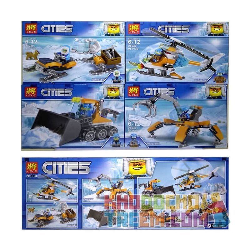 LELE 28030 non Lego XẾP HÌNH GỒM MÁY BAY TRỰC THĂNG CẦN CẨU CHUYỂN BĂNG VÀ XÚC bộ đồ chơi xếp lắp ráp ghép mô hình City CITIES Thành Phố 378 khối