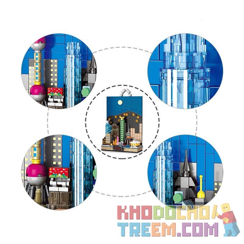 PanlosBrick 656002 Panlos Brick 656002 non  MỘT GÓC THÀNH PHỐ THƯỢNG HẢI bộ đồ chơi xếp lắp ráp ghép mô hình City SHANGHAI 374 khối