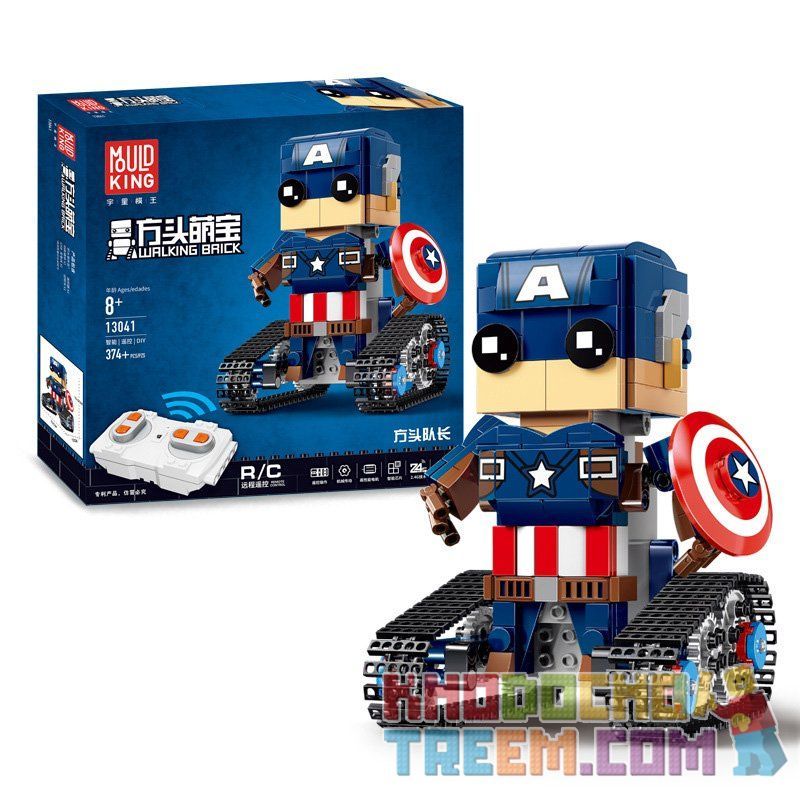 MOULDKING 13041 Xếp hình kiểu Lego WALKING BRICK Walking Brick Pentagram-block Man Square Head Cute Treasure Square Head Captain America đội Trưởng Mỹ điều Khiển Từ Xa 374 khối MOULDKING 13041 Xếp hình kiểu Lego WALKING BRICK Walking Brick Pentagram-block Man Square Head Cute Treasure Square Head Captain America đội Trưởng Mỹ điều Khiển Từ Xa 374 khối