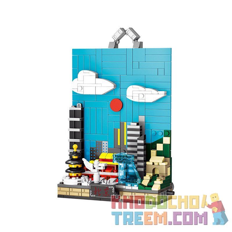 PanlosBrick 656001 Panlos Brick 656001 non  THÀNH PHỐ BẮC KINH THU NHỎ VÀO BUỔI SÁNG bộ đồ chơi xếp lắp ráp ghép mô hình City BEIJING 373 khối