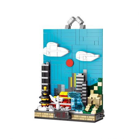 PanlosBrick 656001 Panlos Brick 656001 non  THÀNH PHỐ BẮC KINH THU NHỎ VÀO BUỔI SÁNG bộ đồ chơi xếp lắp ráp ghép mô hình City BEIJING 373 khối