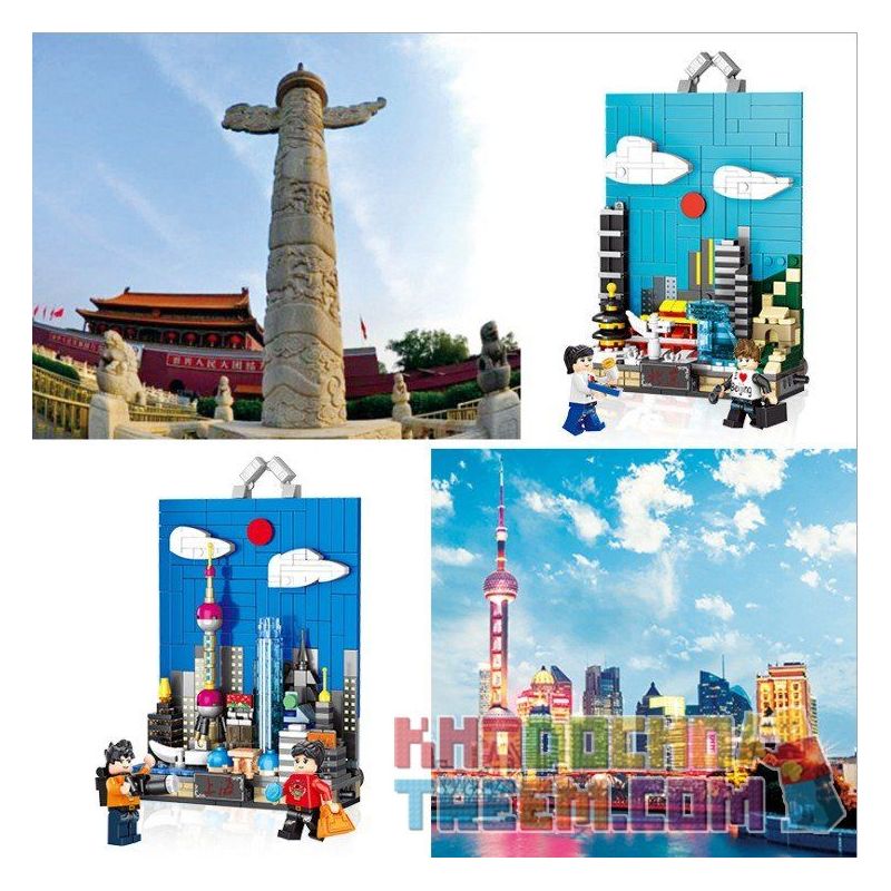 PanlosBrick 656001 Panlos Brick 656001 non  THÀNH PHỐ BẮC KINH THU NHỎ VÀO BUỔI SÁNG bộ đồ chơi xếp lắp ráp ghép mô hình City BEIJING 373 khối