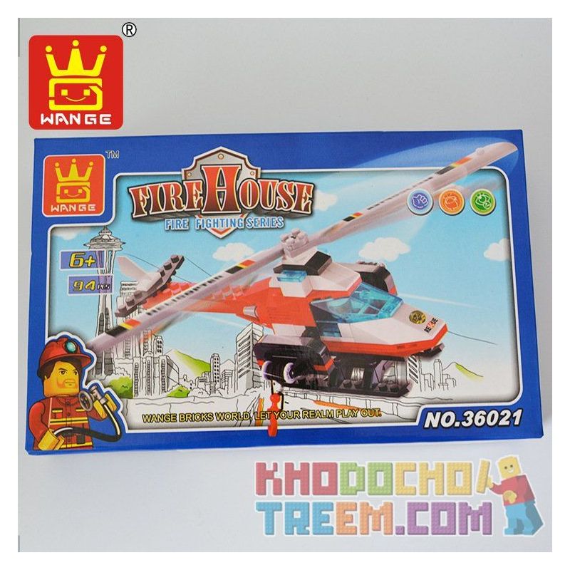 WANGE 36021 Xếp hình kiểu Lego FIRE RESCURE Firefighting Helicopter Máy Bay Trực Thăng Chữa Cháy 352 khối