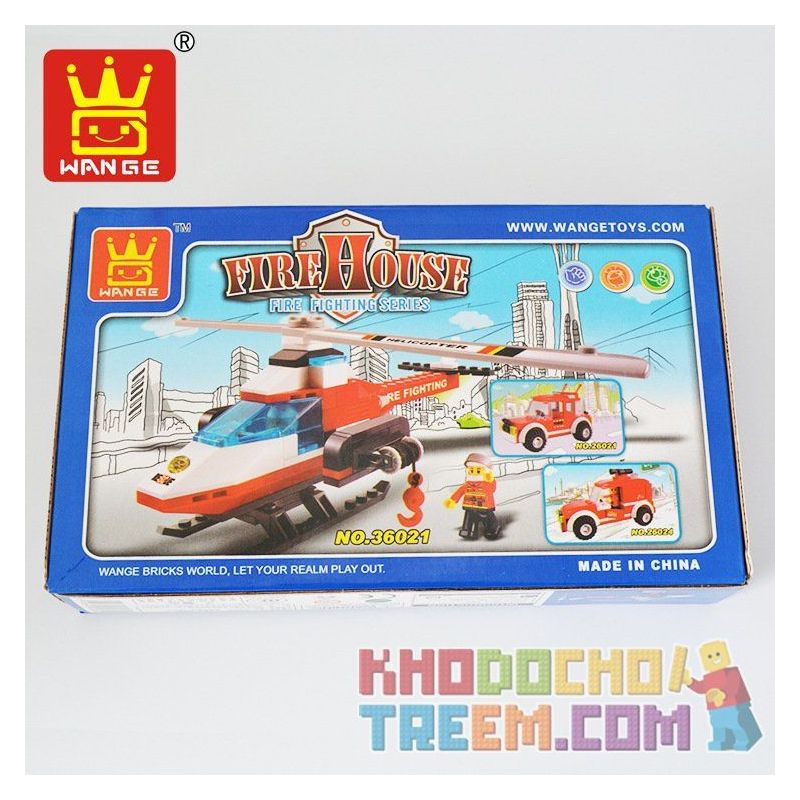 WANGE 36021 Xếp hình kiểu  FIRE RESCURE Firefighting Helicopter Máy Bay Trực Thăng Chữa Cháy 352 khối