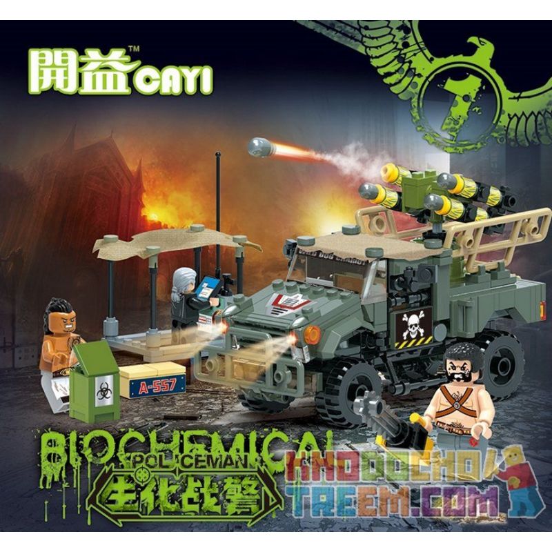 CAYI 1906 non  TÊN LỬA ĐÁNH CHẶN bộ đồ chơi xếp lắp ráp ghép mô hình Biochemical Policeman Cảnh Sát Chống Vũ Khí Hóa Học 350 khối