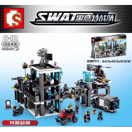 SEMBO 102491 non  TRỤ SỞ CỦA LỰC LƯỢNG CẢNH SÁT ĐẶC BIỆT bộ đồ chơi xếp lắp ráp ghép mô hình Swat Special Force Đặc Nhiệm 1464 khối