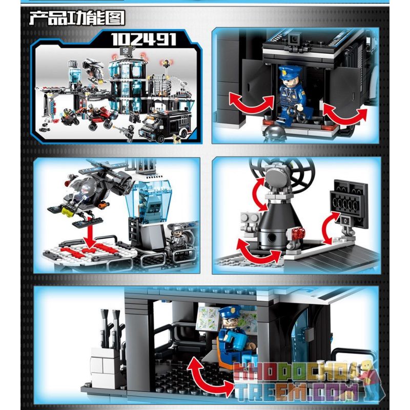 SEMBO 102491 non  TRỤ SỞ CỦA LỰC LƯỢNG CẢNH SÁT ĐẶC BIỆT bộ đồ chơi xếp lắp ráp ghép mô hình Swat Special Force Đặc Nhiệm 1464 khối