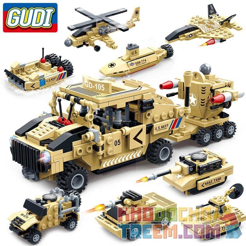 GUDI 8718 Xếp hình kiểu Lego MILITARY ARMY Super Sentai xe