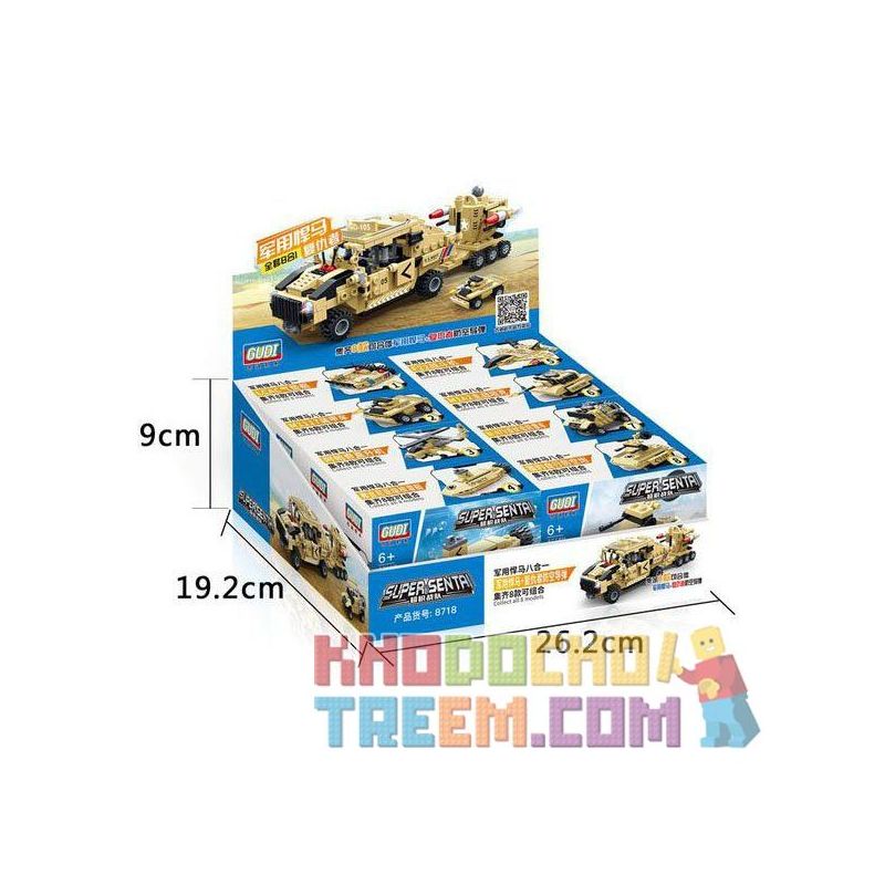 GUDI 8718 non Lego XE CHUYÊN DỤNG PHÒNG THỦ MÁY BAY ĐƯỢC LẮP RÁP BỞI PHẢN LỰC TRỰC THĂNG BỌC THÉP TĂNG TÀU NGẦM bộ đồ chơi xếp lắp ráp ghép mô hình Military Army SUPER SENTAI Quân Sự Bộ Đội 352 khối