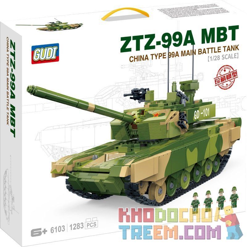 GUDI 6103 non  XE TĂNG CHIẾN ĐẤU 99A tỷ lệ 1:28 bộ đồ chơi xếp lắp ráp ghép mô hình Creator ZTZ-99A MBT Sáng Tạo 1283 khối