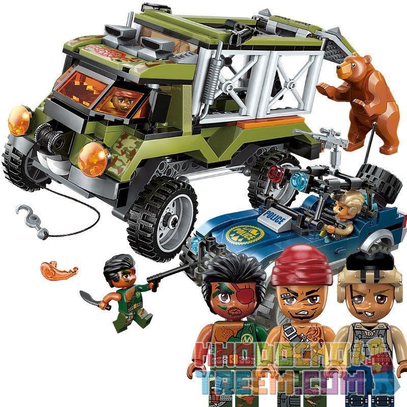 Enlighten 1923 Qman 1923 non  CUỘC CHIẾN GIỮA CẢNH SÁT VÀ NHỮNG KẺ BẮT TRỘM GẤU bộ đồ chơi xếp lắp ráp ghép mô hình Police BATTLE FORCE 344 khối