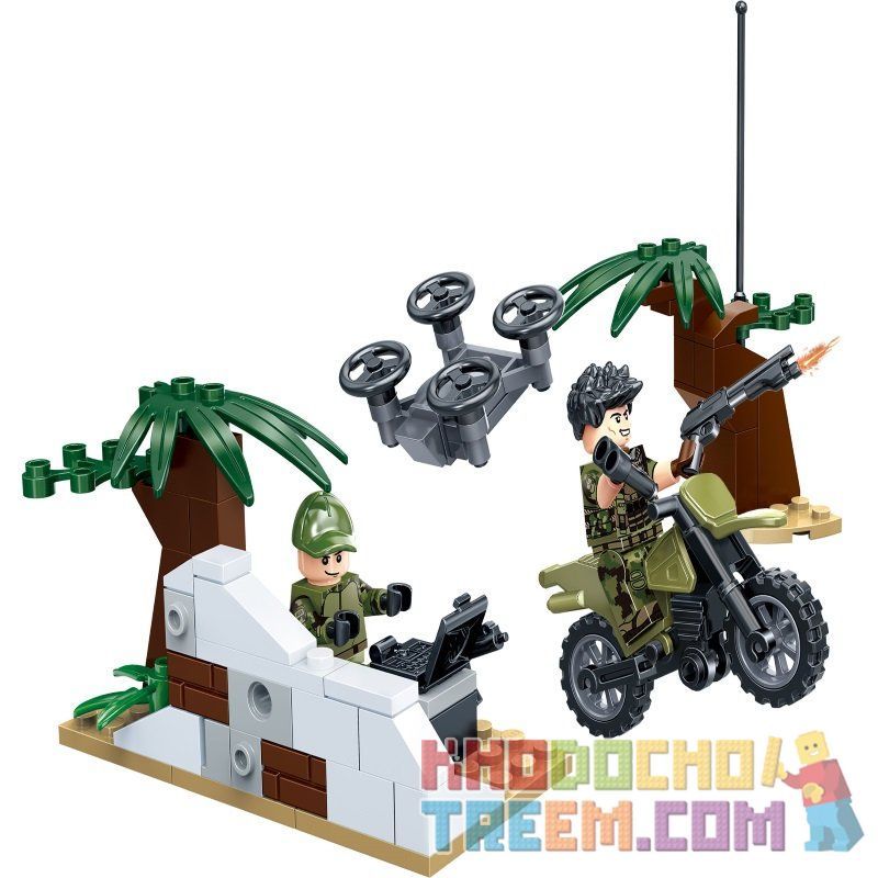 GUDI 8038A 8038B 8038C 8038D 8038E 8038F 8038G 8038H non  CĂN CỨ QUÂN SỰ bộ đồ chơi xếp lắp ráp ghép mô hình Tiger Hunt Chiến Dịch Săn Cọp 795 khối