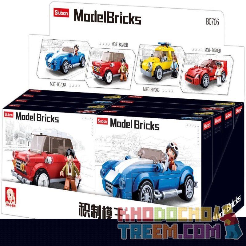 SLUBAN M38 non Lego XE CỔ 4 bộ đồ chơi xếp lắp ráp ghép mô hình Racers MODEL BRICKS Đua Tốc Độ 658 khối