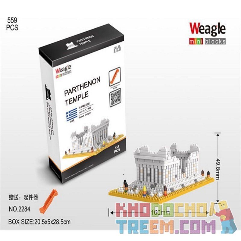WISE HAWK 2284 Xếp hình kiểu Nanoblock ARCHITECTURE Parthenon Temple Đền Parthenon 559 khối