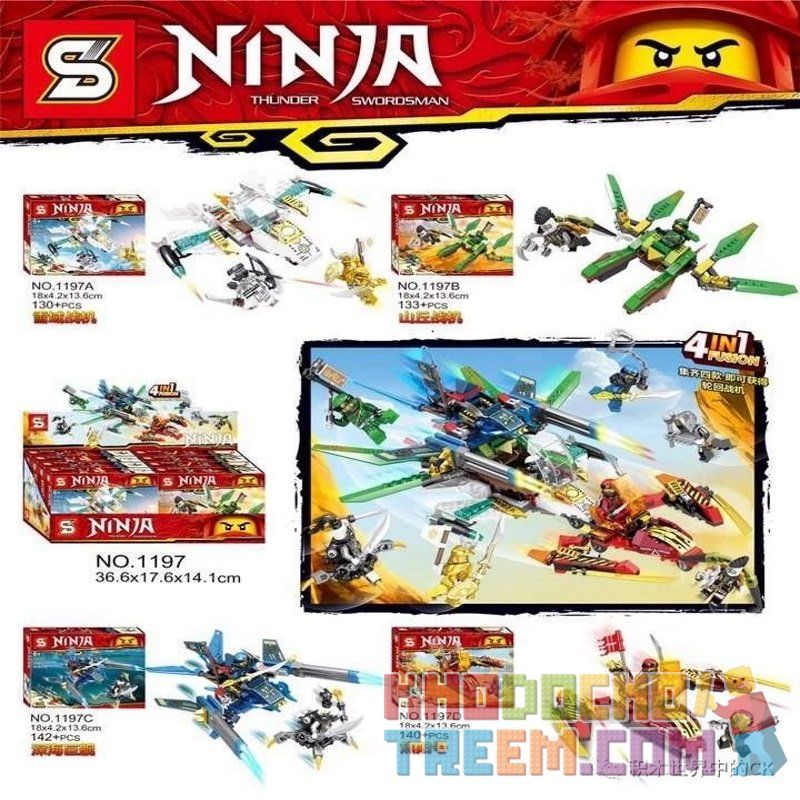 SHENG YUAN SY 1197 1197A 1197B 1197C 1197D Xếp hình kiểu Lego THE LEGO NINJAGO MOVIE Ninja:Thunder Swordsman phi cơ ninja sấm sét gồm 4 hộp nhỏ 545 khối SHENG YUAN SY 1197 1197A 1197B 1197C 1197D Xếp hình kiểu Lego THE LEGO NINJAGO MOVIE Ninja:Thunder Swordsman phi cơ ninja sấm sét gồm 4 hộp nhỏ 545 khối