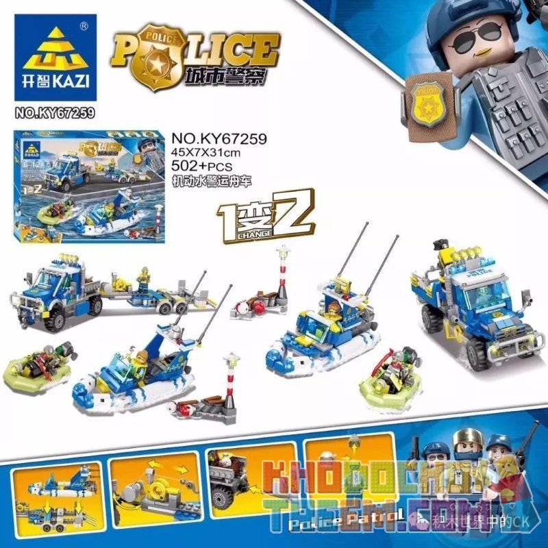 Kazi KY67259 67259 non Lego THUYỀN CẢNH SÁT BIỂN bộ đồ chơi xếp lắp ráp ghép mô hình Police 502 khối