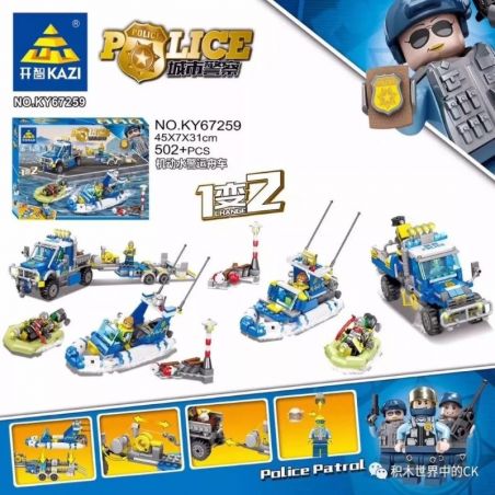 Kazi KY67259 67259 non  THUYỀN CẢNH SÁT BIỂN bộ đồ chơi xếp lắp ráp ghép mô hình Police 502 khối