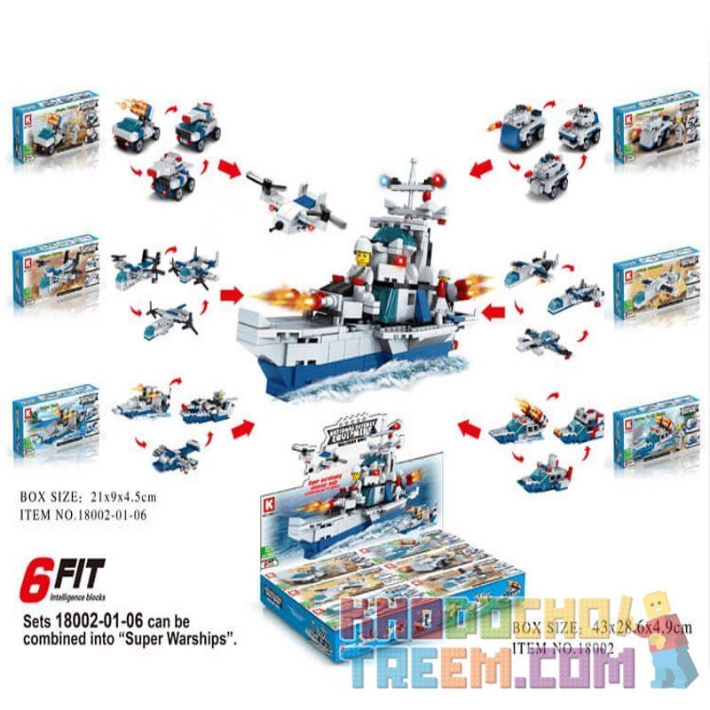 LE DI PIN 18002 Xếp hình kiểu Lego CREATOR 3 IN 1 Six-in-one Destroyer Chiến Hạm 6 Trong 1 497 khối