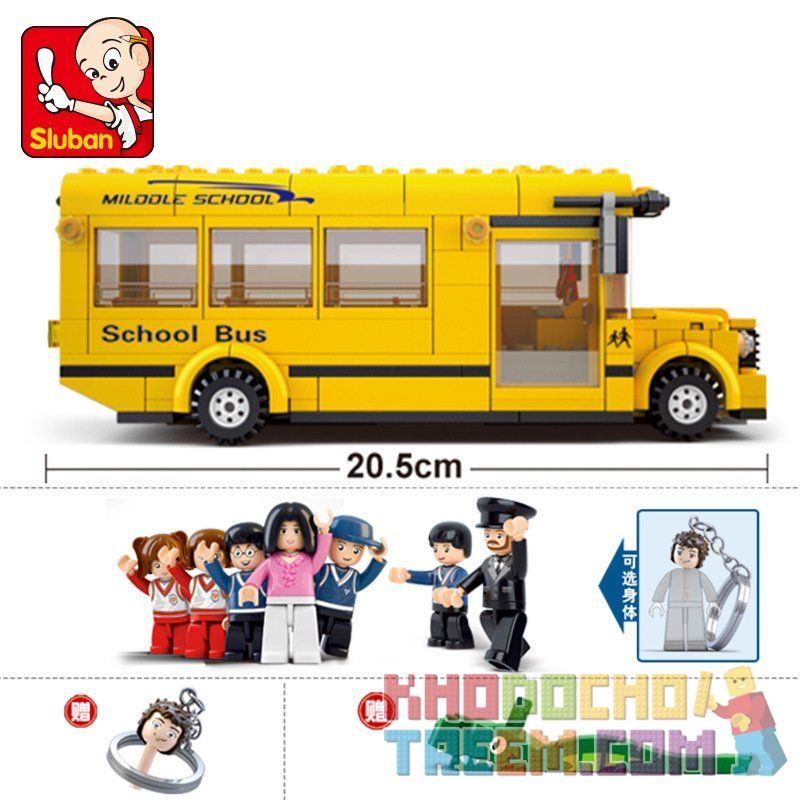 SLUBAN M38-B0333 B0333 0333 M38B0333 38-B0333 non  XE BUÝT TRƯỜNG HỌC bộ đồ chơi xếp lắp ráp ghép mô hình City Thành Phố 496 khối