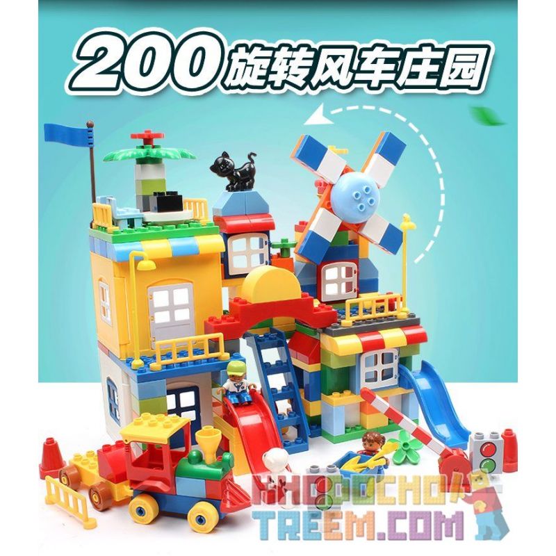 FEELO 1623A Xếp hình kiểu    Smart Windmill Train Station Ga Tàu Hỏa Cối Xay Gió Thông Minh 200 khối