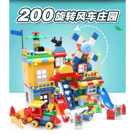 FEELO 1623A Xếp hình kiểu    Smart Windmill Train Station Ga Tàu Hỏa Cối Xay Gió Thông Minh 200 khối