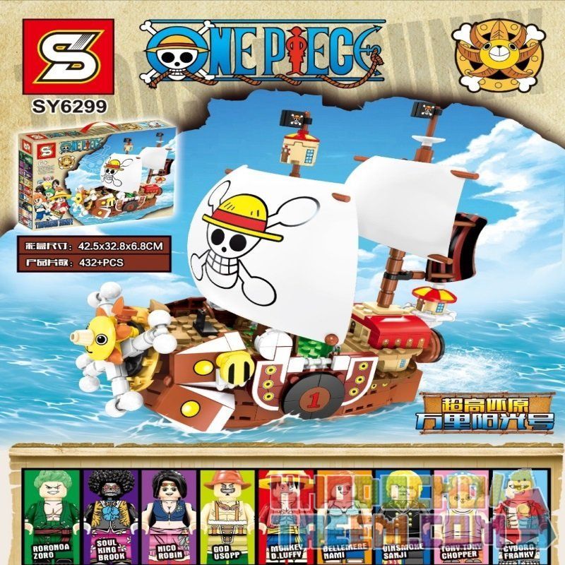 SHENG YUAN SY SY6299 6299 non Lego TÀU CHIẾN CỦA HẢI TẶC MŨ RƠM bộ đồ chơi xếp lắp ráp ghép mô hình One Piece THOUSAND SUNNY Đảo Hải Tặc 432 khối