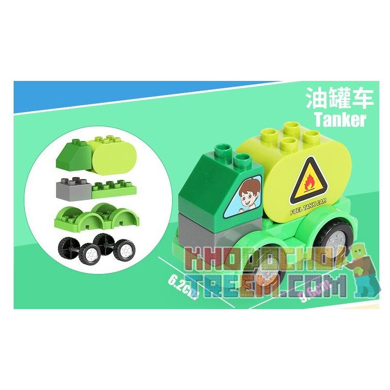 FEELO 1601B Xếp hình kiểu    Tanker Lắp Ráp Xe Chở Dầu 7 khối